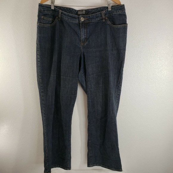 Venezia Womens Straight Leg Jeans Blue Stretch Dark Wash Faded Denim Plus 40x31 - Picture 3 of 10
